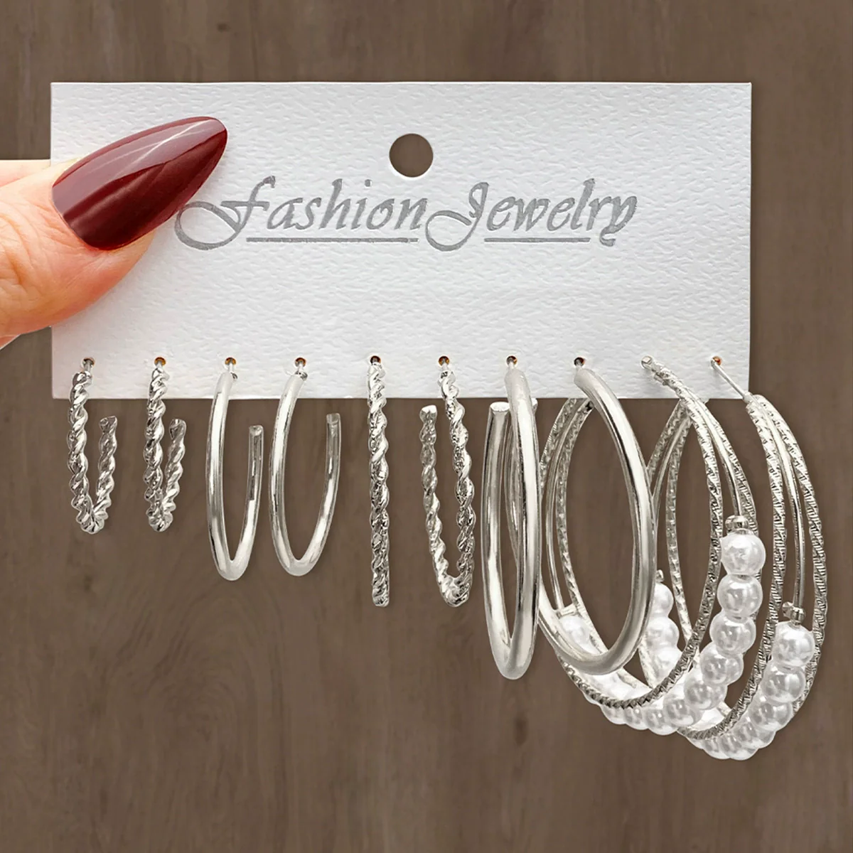 Wholesale Alloy Retro Geometric Square Women's Earrings Set With Pearls - Image 6