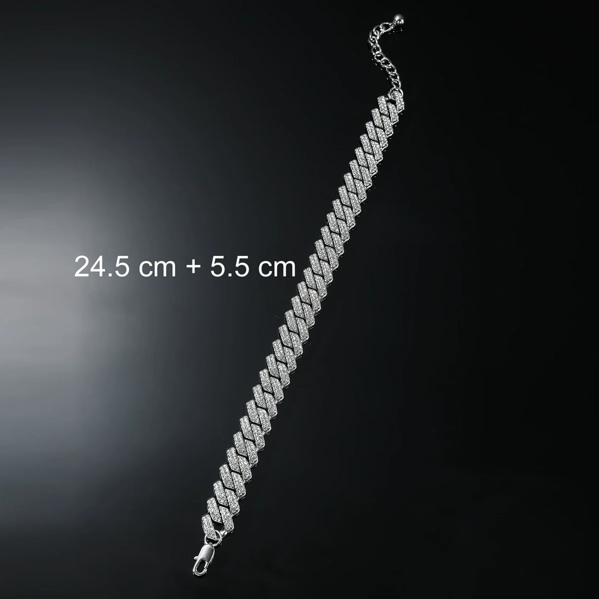 Wholesale Alloy Rhinestone Inlaid Geometric Cuban Chain Men's Hip Hop Anklet - Image 5