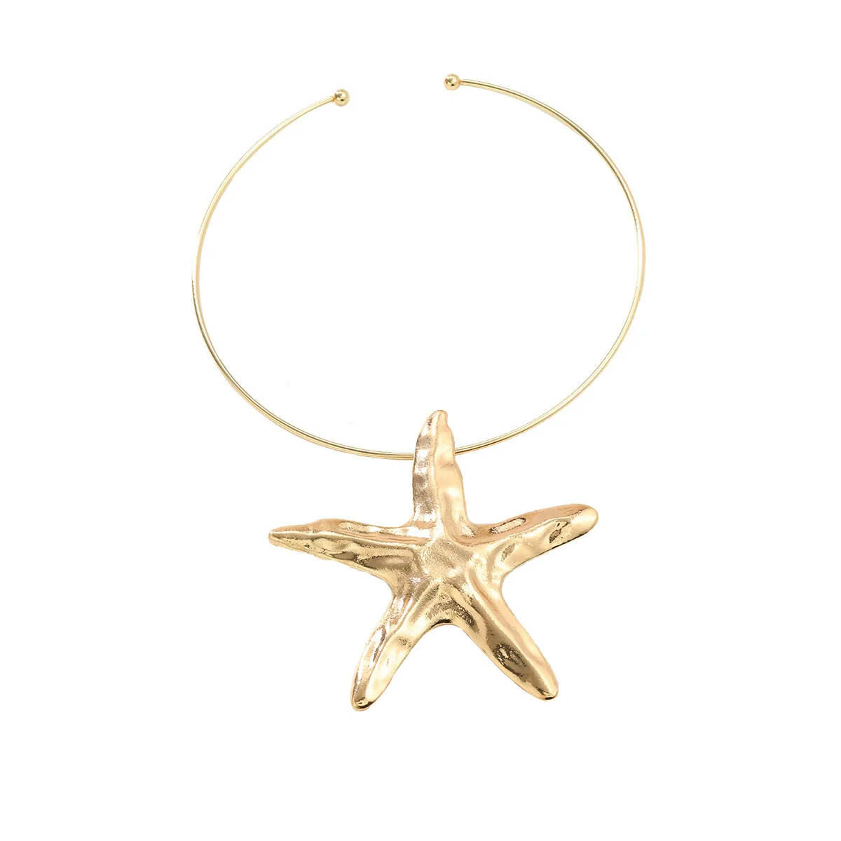 Wholesale Alloy Snake Bone Chain Starfish Pendant Women's Trendy Metallic Hip Hop Necklace With Geometric Design And Electroplating Treatment - Image 5