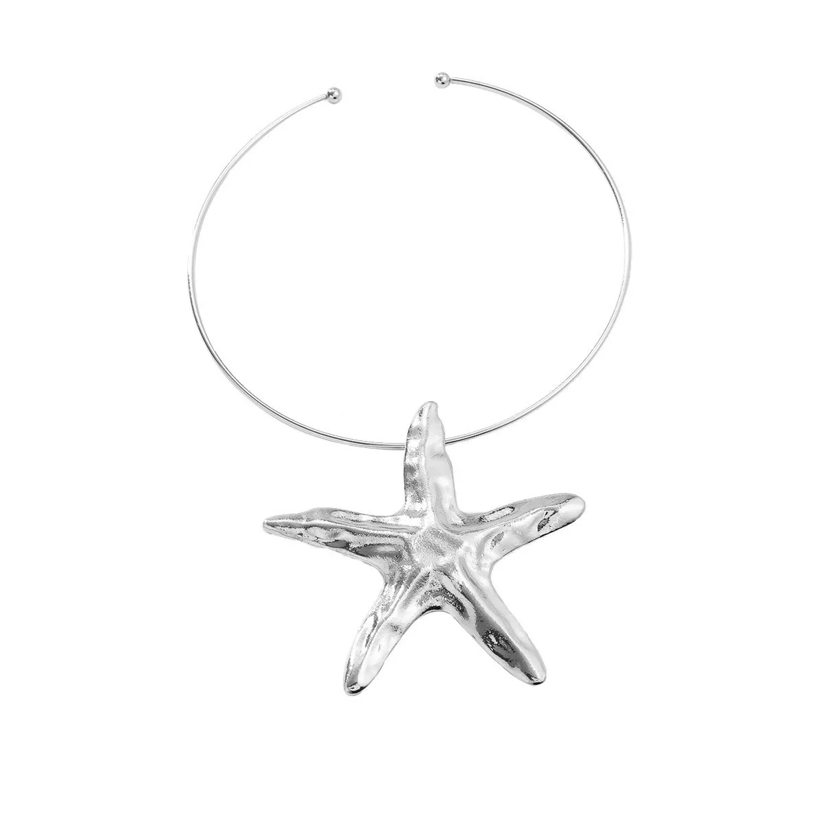Wholesale Alloy Snake Bone Chain Starfish Pendant Women's Trendy Metallic Hip Hop Necklace With Geometric Design And Electroplating Treatment - Image 6