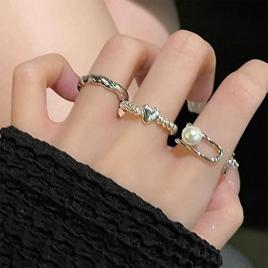 Wholesale Alloy Threepiece Ring And Bracelet Set Electroplated Unisex Personality Style - Image 4