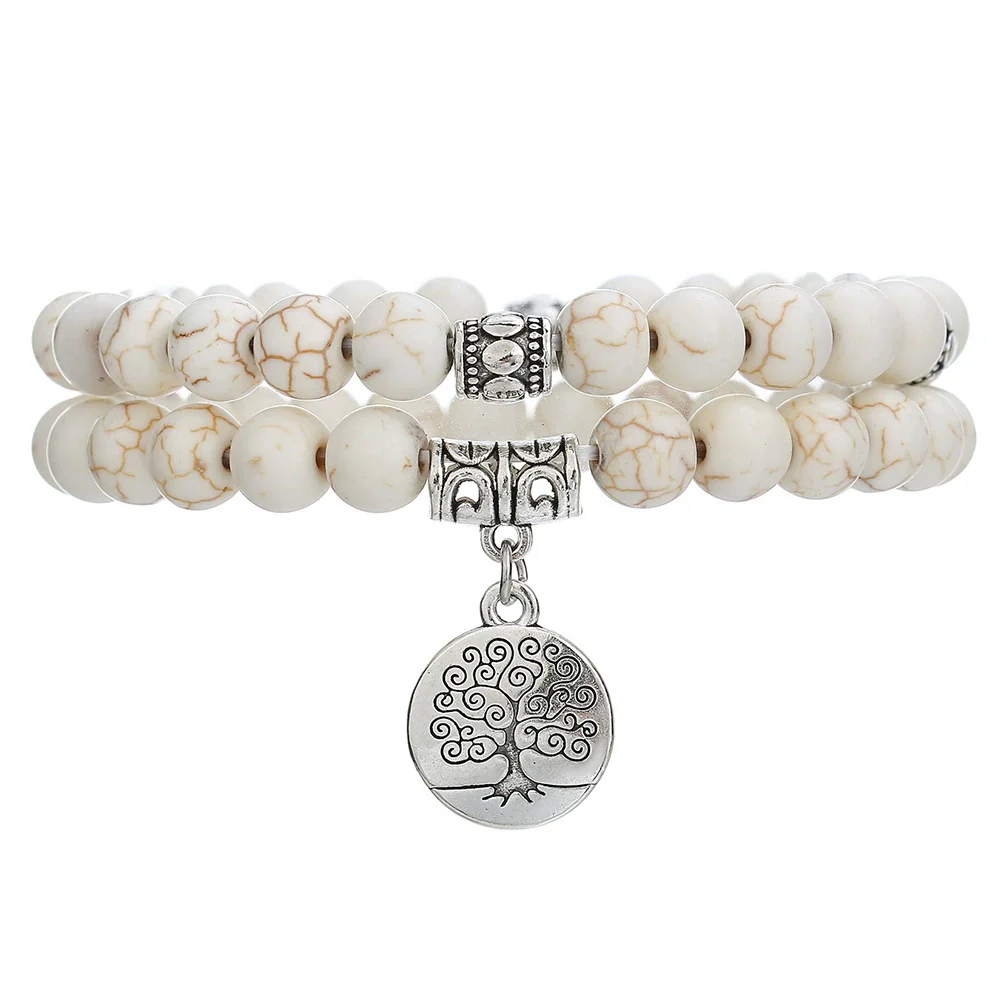 Wholesale Alloy Turquoise Handmade Geometric Tree Of Life Bracelet Twopiece Set - Image 5
