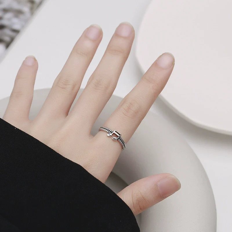 Wholesale Alloy Woven Adjustable Opening Ring With Geometric Pattern Electroplating For Women Retro Style - Image 4