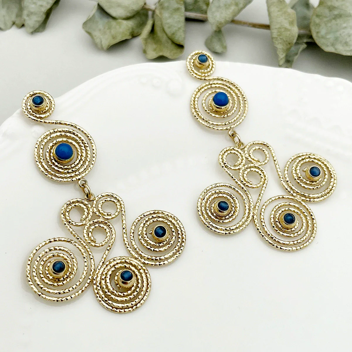 Wholesale Ancient Style Stainless Steel Geometric Pattern Electroplated Women's Earrings - Image 2