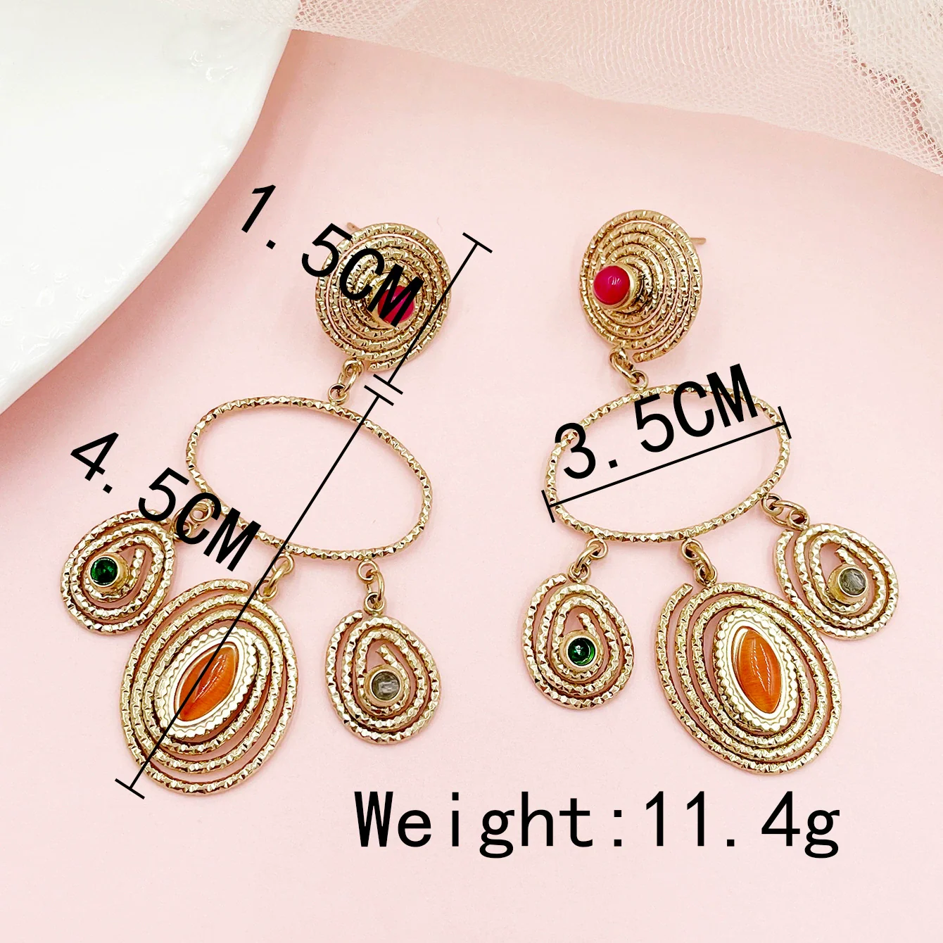Wholesale Ancient Style Stainless Steel Geometric Pattern Electroplated Women's Earrings - Image 7