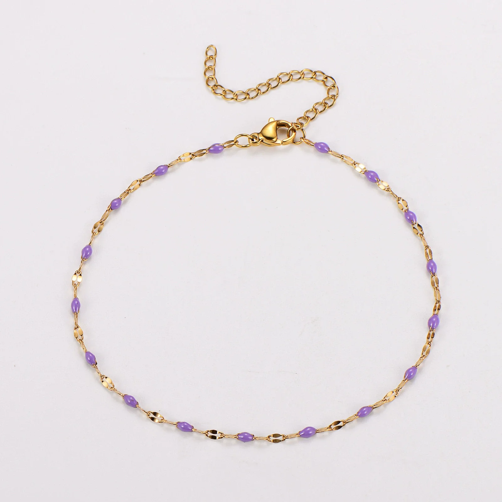 Wholesale Anklet Stainless Steel Geometric Ushaped Electroplated Lip Chain For Women - Image 25