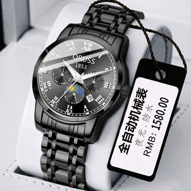 Wholesale Automatic Men's Watch Alloy Case And Strap Mineral Strengthened Glass Mirror Round Dial Leisure Style Waterproof Luminous - Image 6