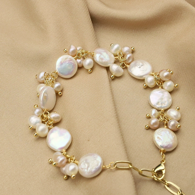 Wholesale Baroque Pearl Bracelet Retro Style Geometric Electroplated For Women - Image 2