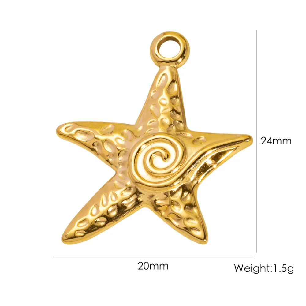 Wholesale Beach Wind Pendant Accessories Animal Style Starfish Shell 304 Stainless Steel Electroplated - Image 57
