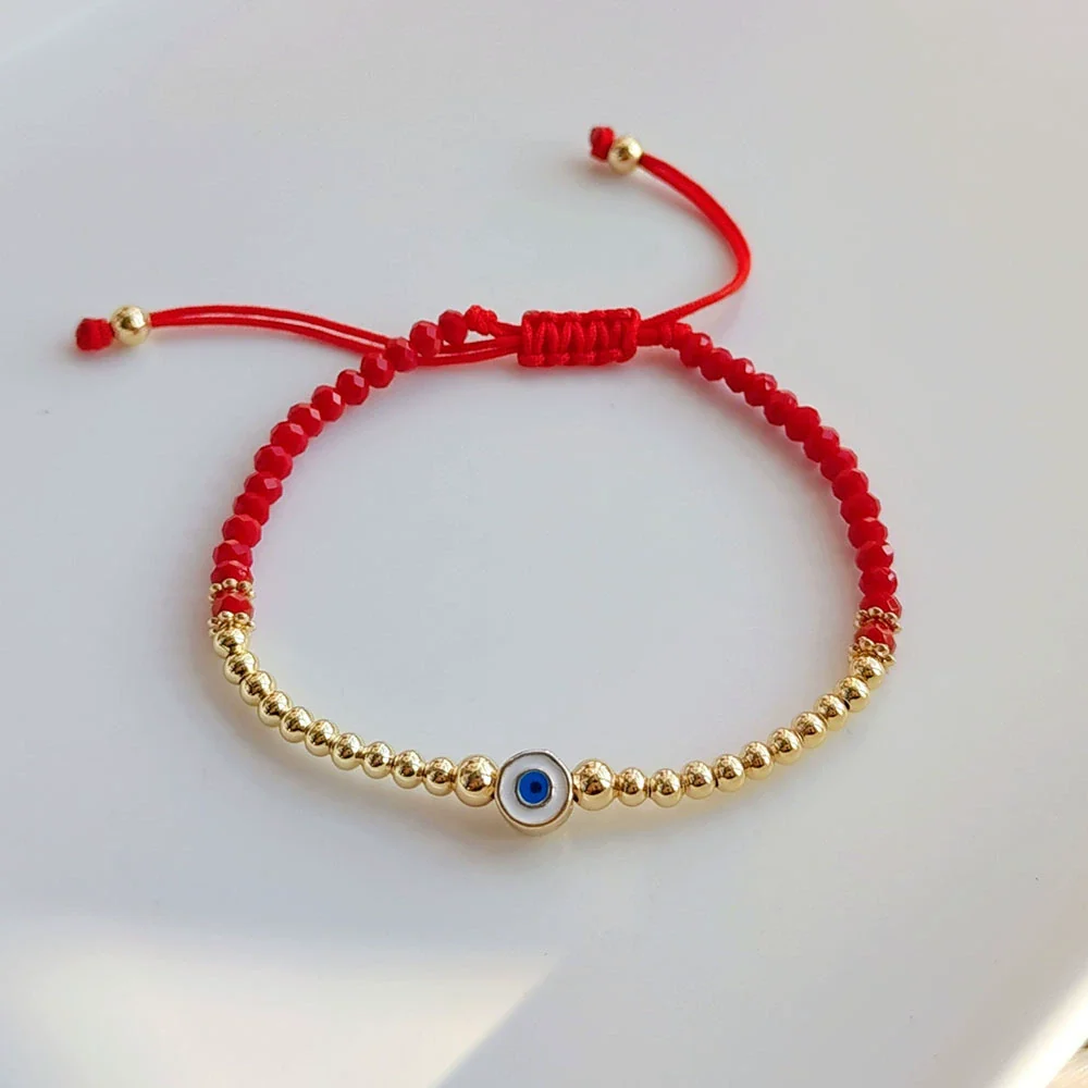 Wholesale Beaded Glaze Evil Eye Pearl Handwoven Women's Jewelry Bracelet With Geometric Pattern - Image 4