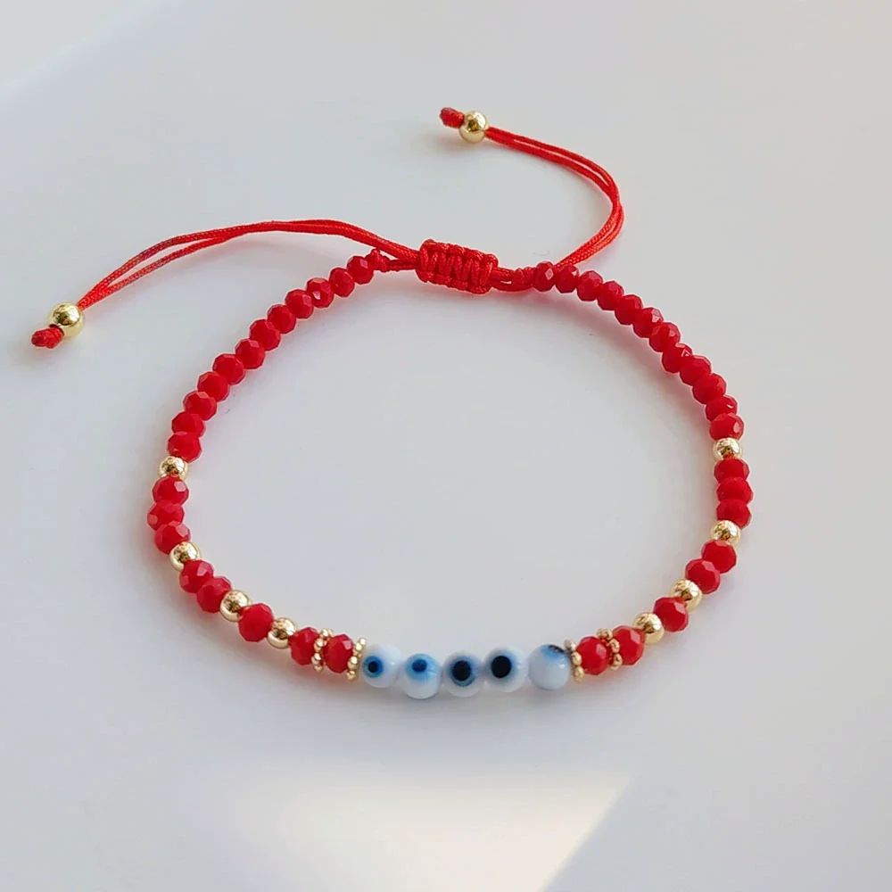 Wholesale Beaded Glaze Evil Eye Pearl Handwoven Women's Jewelry Bracelet With Geometric Pattern - Image 7