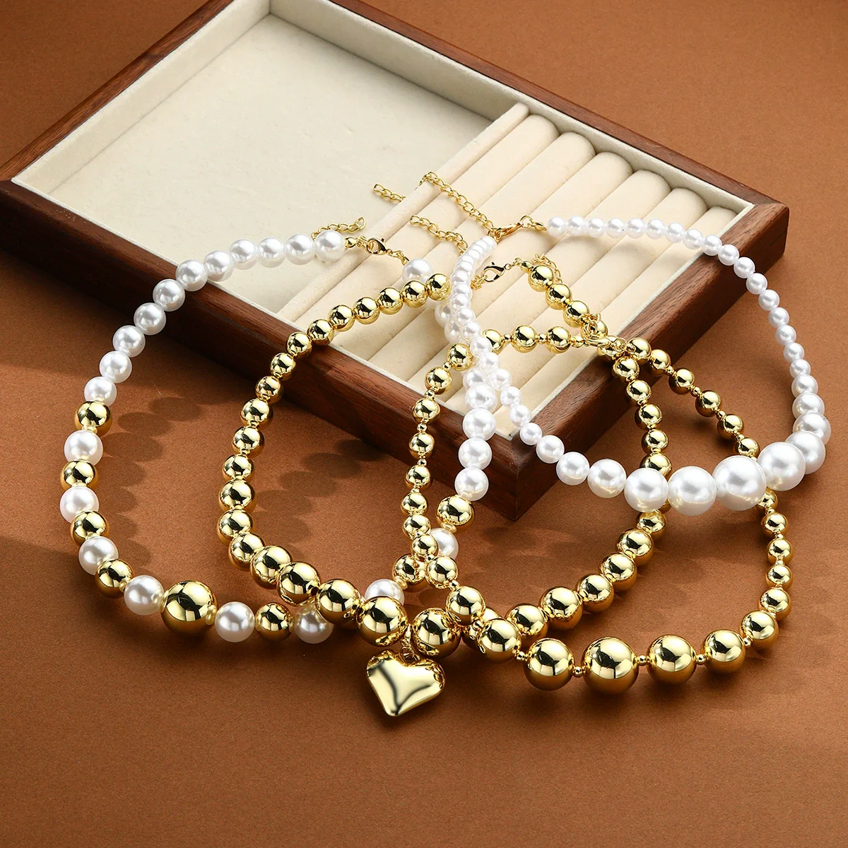 Wholesale Beaded Necklace Acrylic Geometric Electroplating For Women - Image 2