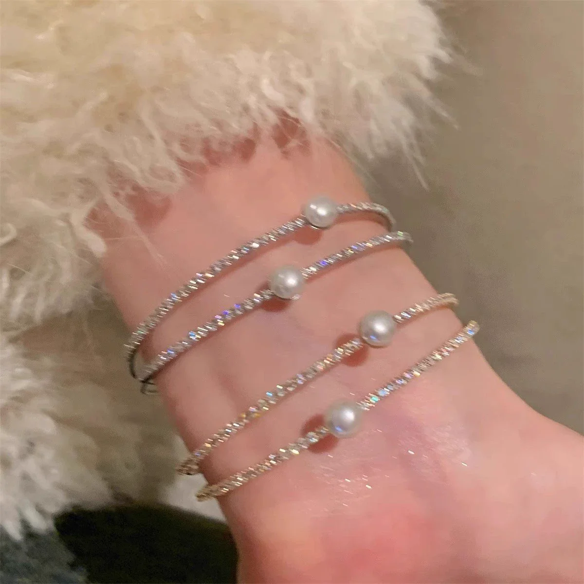 Wholesale Beaded Pearl Cat's Eye Bracelet For Women Copper Alloy With Flower Bow Star Pattern Electroplating - Image 25