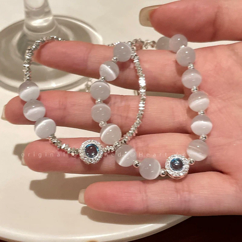 Wholesale Beaded Pearl Cat's Eye Bracelet For Women Copper Alloy With Flower Bow Star Pattern Electroplating - Image 3
