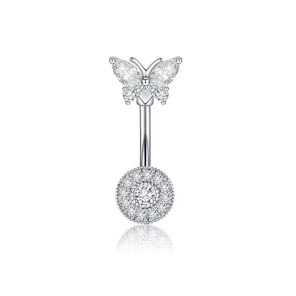 Wholesale Belly Button Ring Set Stainless Steel Inlaid Zircon Heart Shape For Women - Image 9