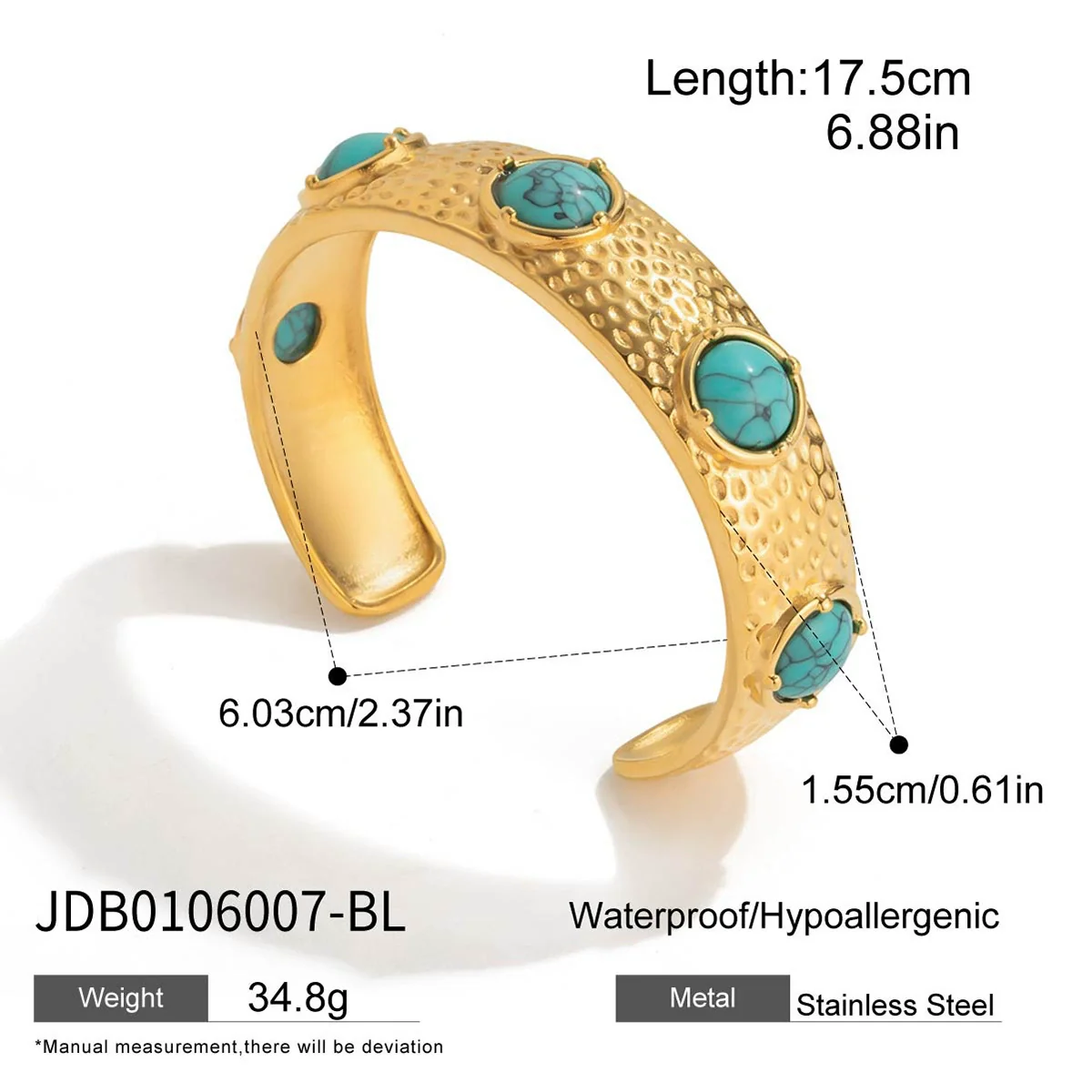 Wholesale Blue Turquoise Stainless Steel Geometric Hand Jewelry For Women Electroplated Design Minimalist Style - Image 8