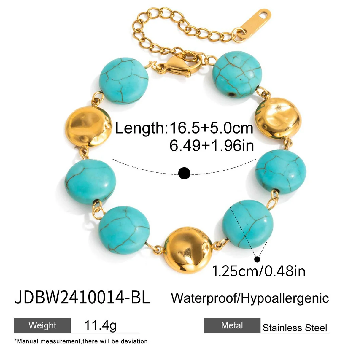 Wholesale Blue Turquoise Stainless Steel Geometric Hand Jewelry For Women Electroplated Design Minimalist Style - Image 9