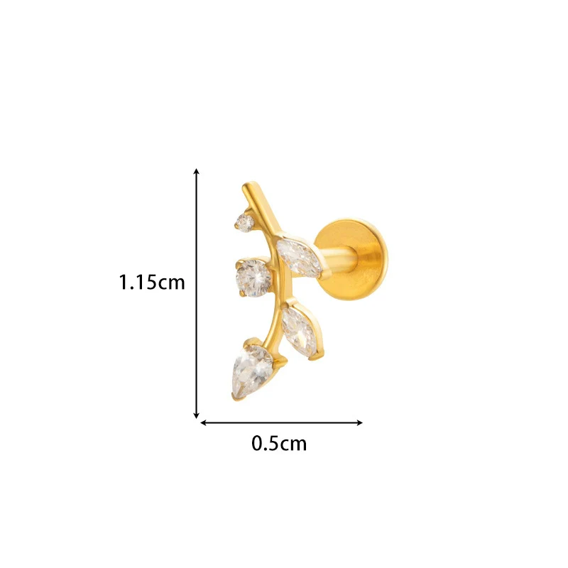 Wholesale Body Jewelry Titanium Alloy Electroplated Heart Shape Microinlaid Zircon Cartilage Puncture Ear Bone Nail Lip Nail For Women - Image 6