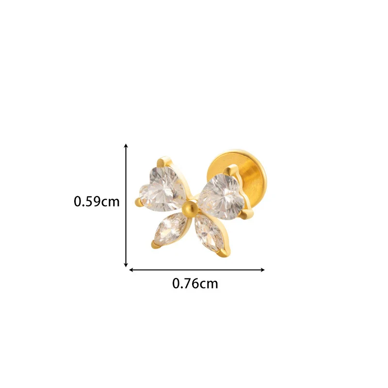 Wholesale Body Jewelry Titanium Alloy Electroplated Heart Shape Microinlaid Zircon Cartilage Puncture Ear Bone Nail Lip Nail For Women - Image 7