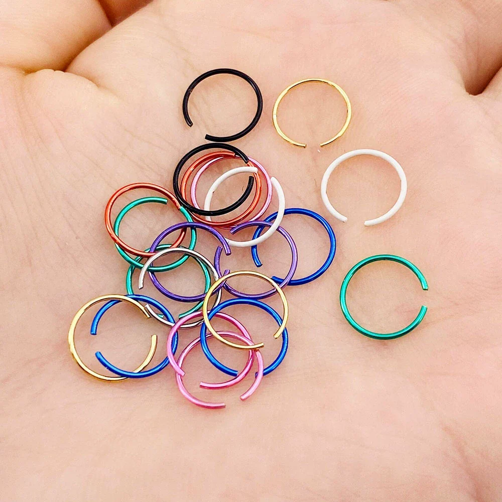 Wholesale Body Piercing Jewelry Stainless Steel Cshaped And Round Nose Rings And Nails Electroplated Unisex - Image 4