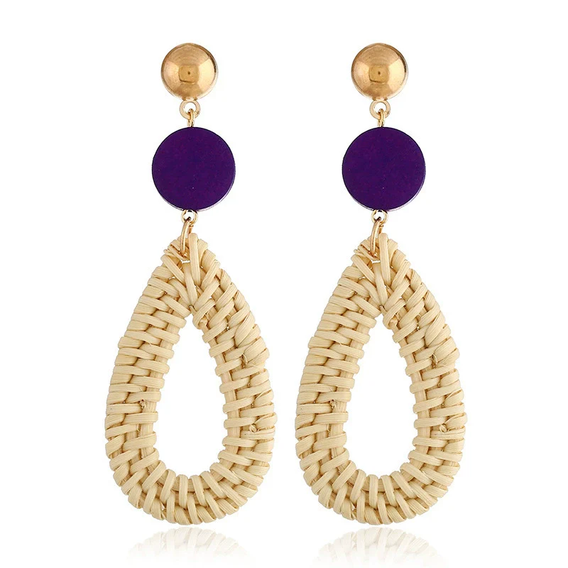 Wholesale Bohemian Wood Rattan Earrings Set With Geometric Pattern And Electroplating - Image 17