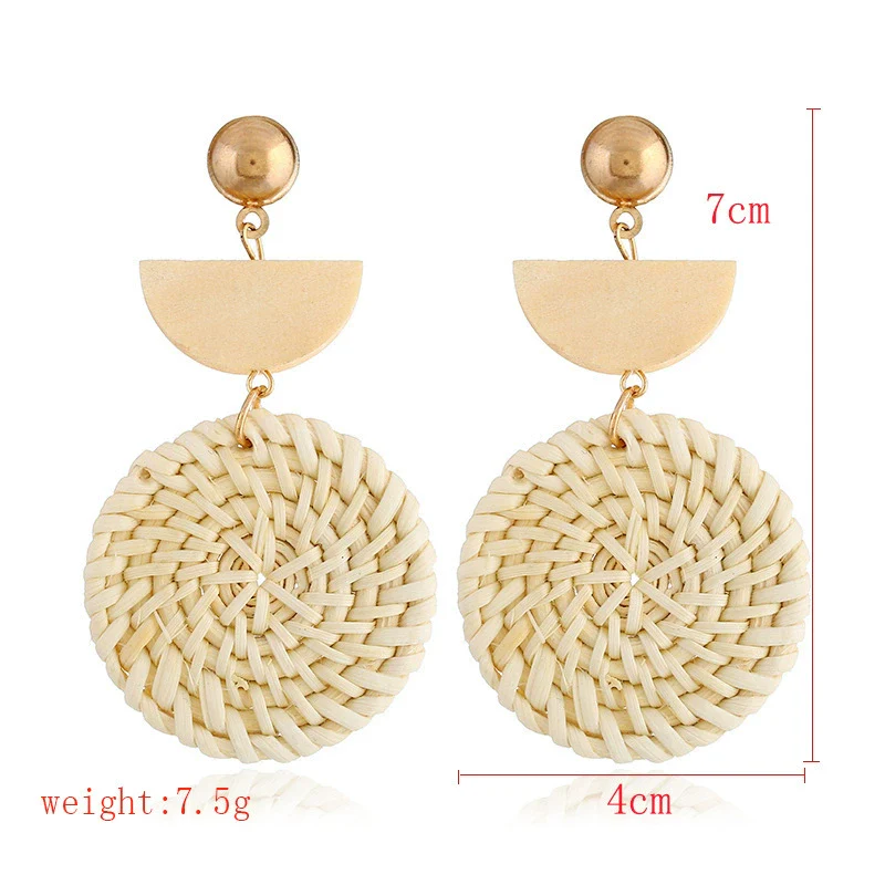 Wholesale Bohemian Wood Rattan Earrings Set With Geometric Pattern And Electroplating - Image 20