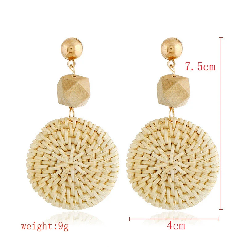 Wholesale Bohemian Wood Rattan Earrings Set With Geometric Pattern And Electroplating - Image 21