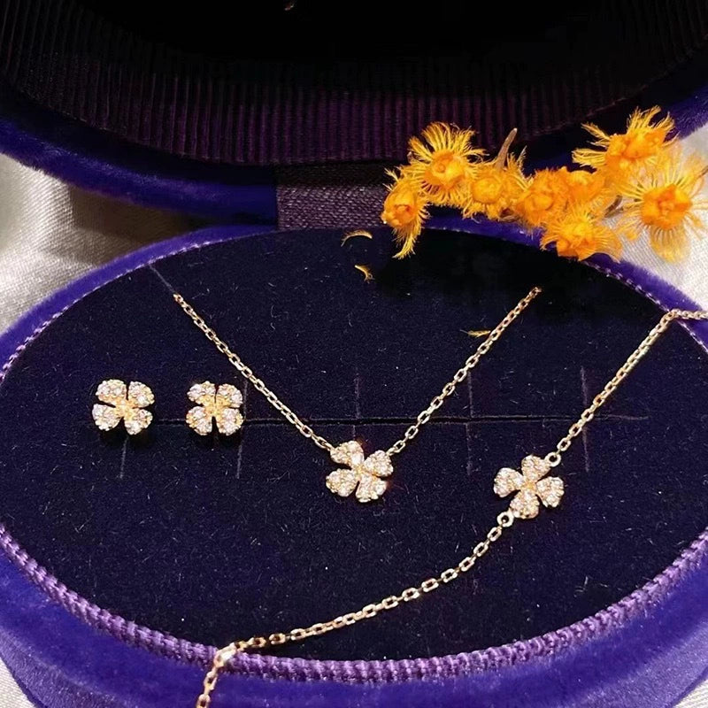 Wholesale Bracelet 925 Sterling Silver 14K Gold Plated Fourleaf Clover Pattern - Image 5