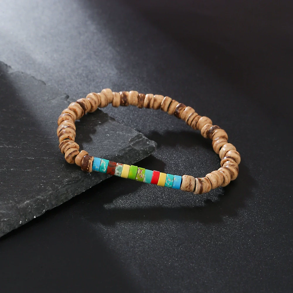 Wholesale Bracelet Coconut Shell Wood Slice Turquoise Geometric Handmade - Image 16