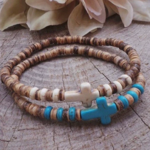 Wholesale Bracelet Coconut Shell Wood Slice Turquoise Geometric Handmade - Image 4