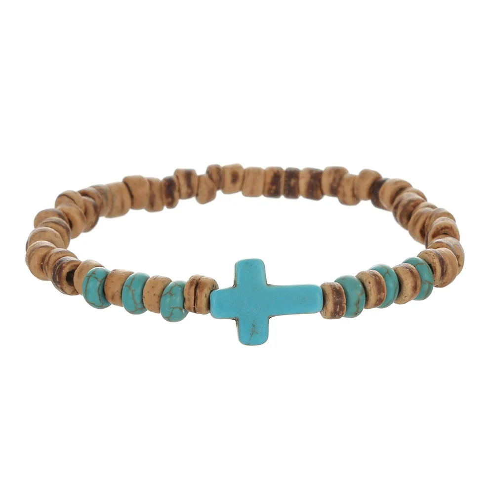 Wholesale Bracelet Coconut Shell Wood Slice Turquoise Geometric Handmade - Image 5