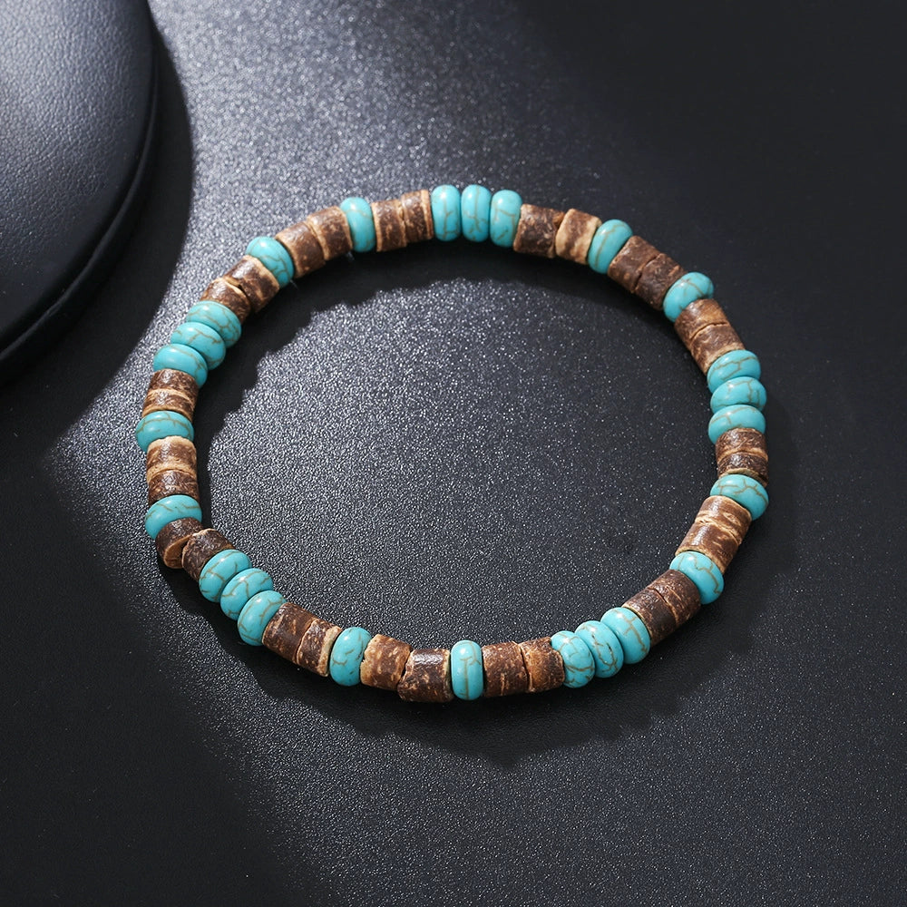 Wholesale Bracelet Coconut Shell Wood Slice Turquoise Geometric Handmade - Image 9