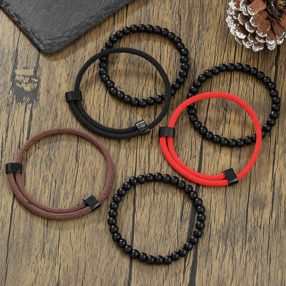 Wholesale Bracelet Milan Rope Black Magic Sand Geometric Handmade Unisex