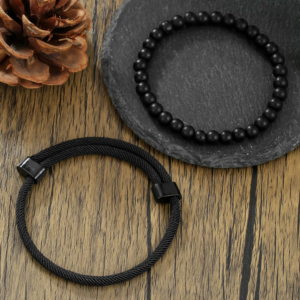 Wholesale Bracelet Milan Rope Black Magic Sand Geometric Handmade Unisex - Image 2