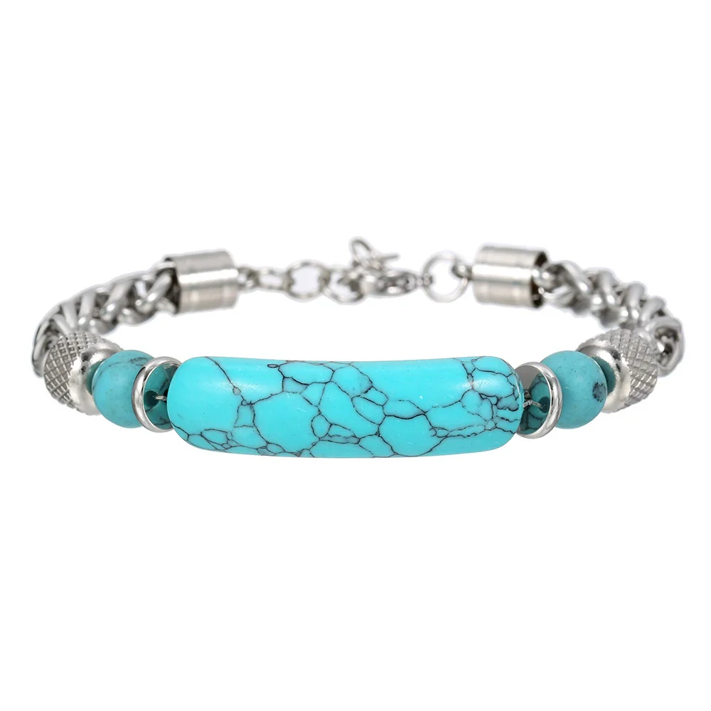 Wholesale Bracelet Stainless Steel Turquoise Geometric Handmade Unisex - Image 5