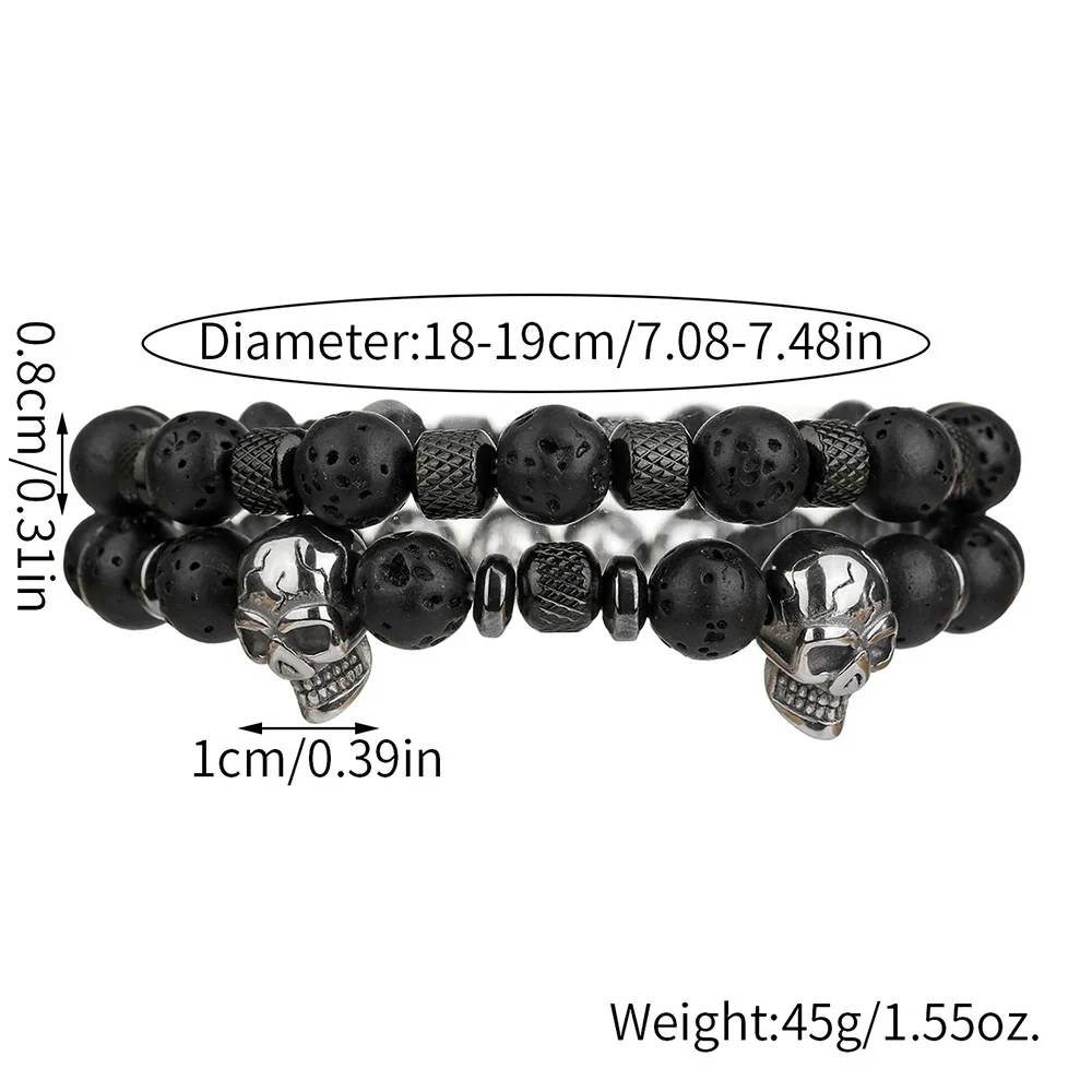 Wholesale Bracelet Stainless Steel Volcanic Stone Black Gallstone Geometric Handmade Hiphop Internet Celebrity Style Unisex - Image 5