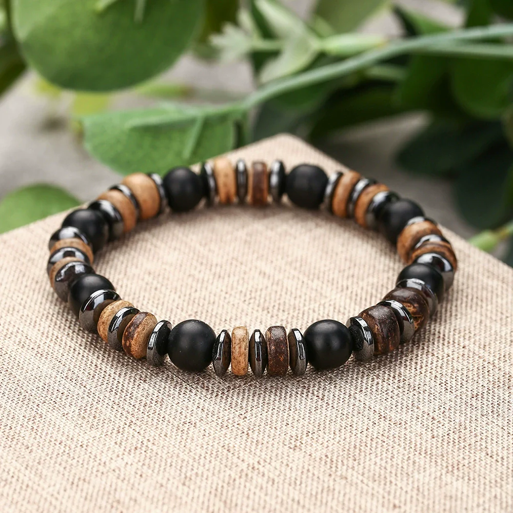 Wholesale Bracelet Stone Wood Chip Geometric Handmade Unisex - Image 3