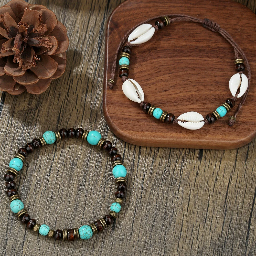 Wholesale Bracelet Wooden Coconut Shell Leather Geometric Handmade Unisex - Image 6