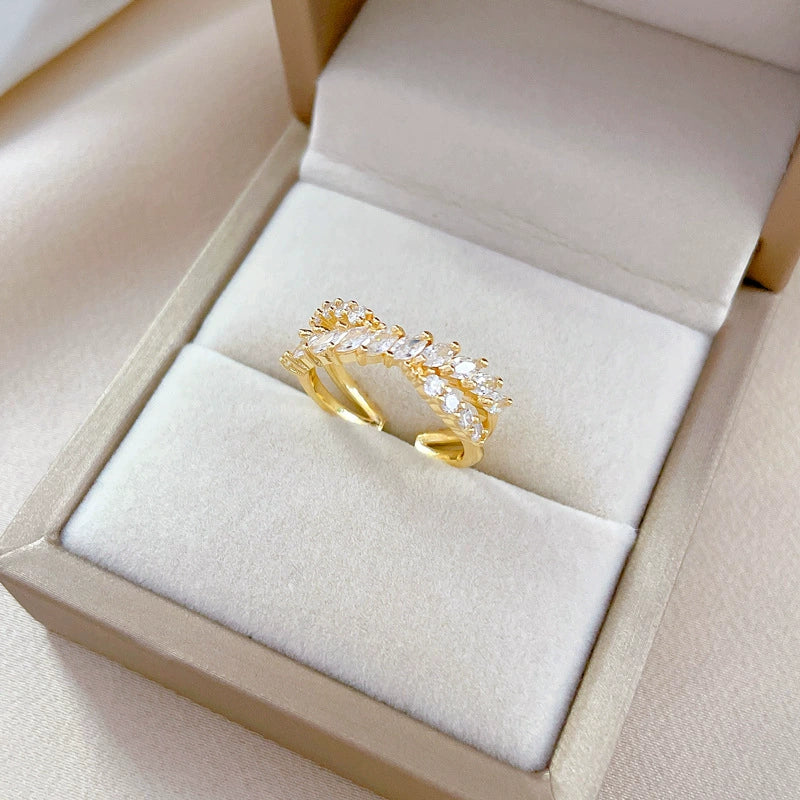 Wholesale Brass Cross Zircon Ring With Crown Pattern Electroplating Cartoon Style For Women - Image 4