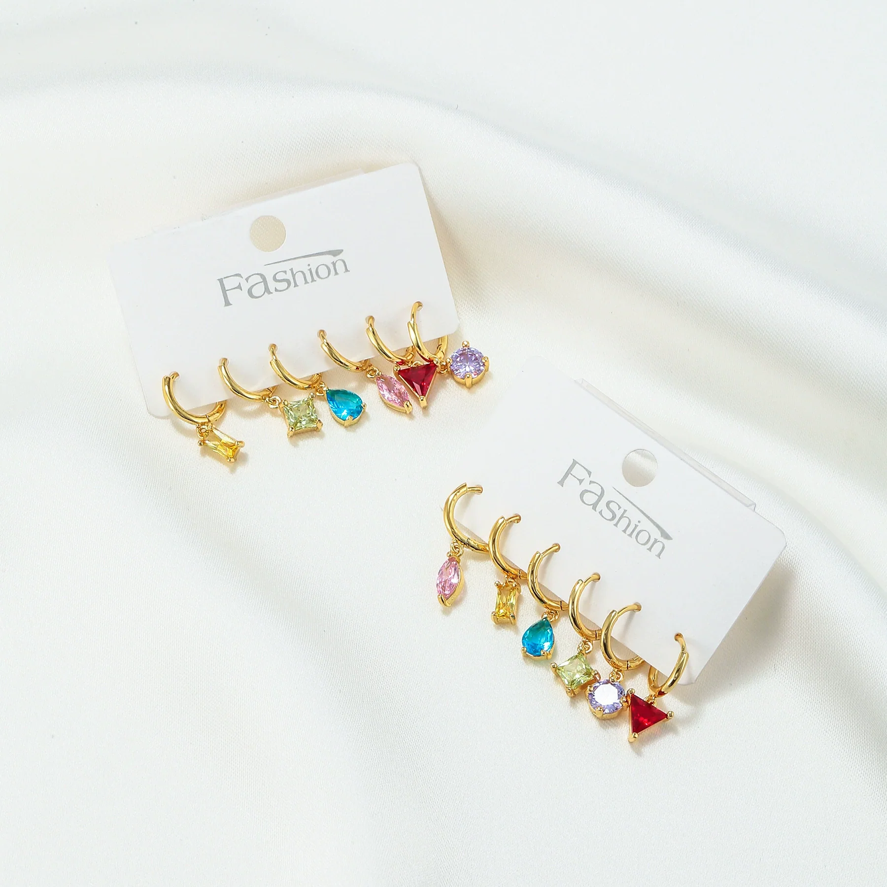 Wholesale Brass Geometric Zircon Earrings - Image 3