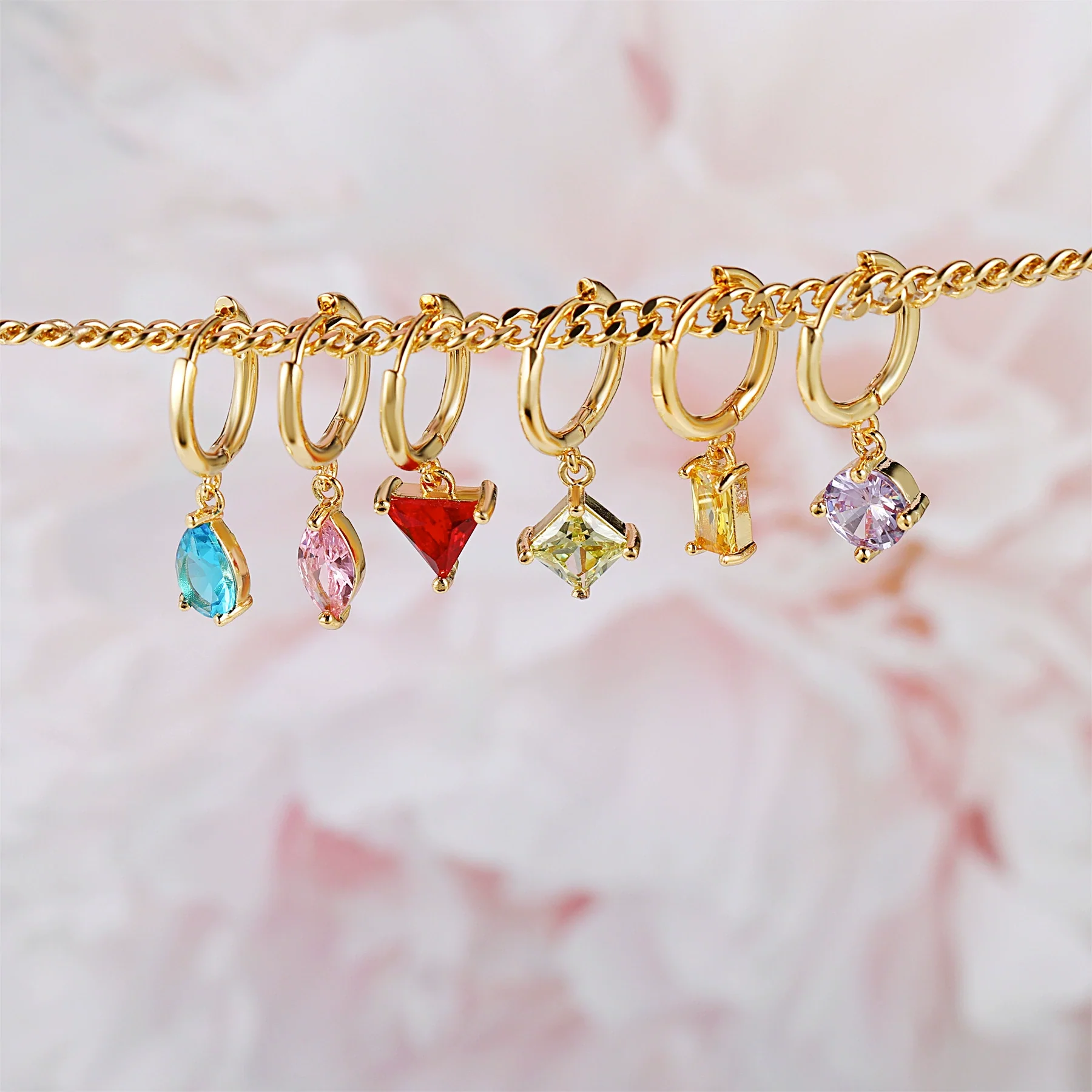 Wholesale Brass Geometric Zircon Earrings - Image 4