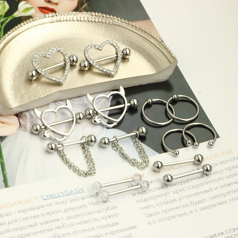 Wholesale Breast Ring Set Stainless Steel Retro Geometric Electroplating Piercing Jewelry Unisex - Image 2