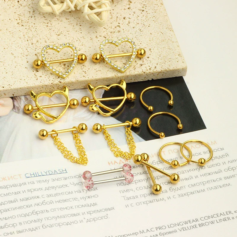 Wholesale Breast Ring Set Stainless Steel Retro Geometric Electroplating Piercing Jewelry Unisex - Image 3