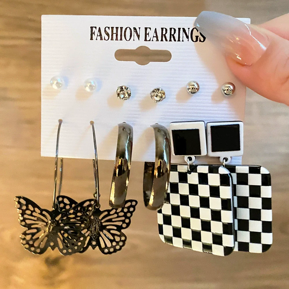 Wholesale Butterfly Earrings Set Mixed Material Alloy Geometric Design - Image 10
