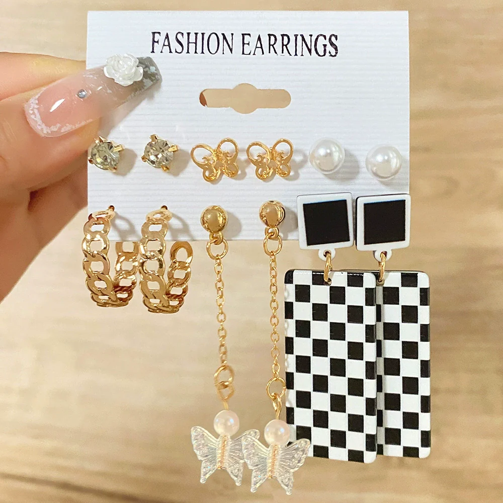 Wholesale Butterfly Earrings Set Mixed Material Alloy Geometric Design - Image 11