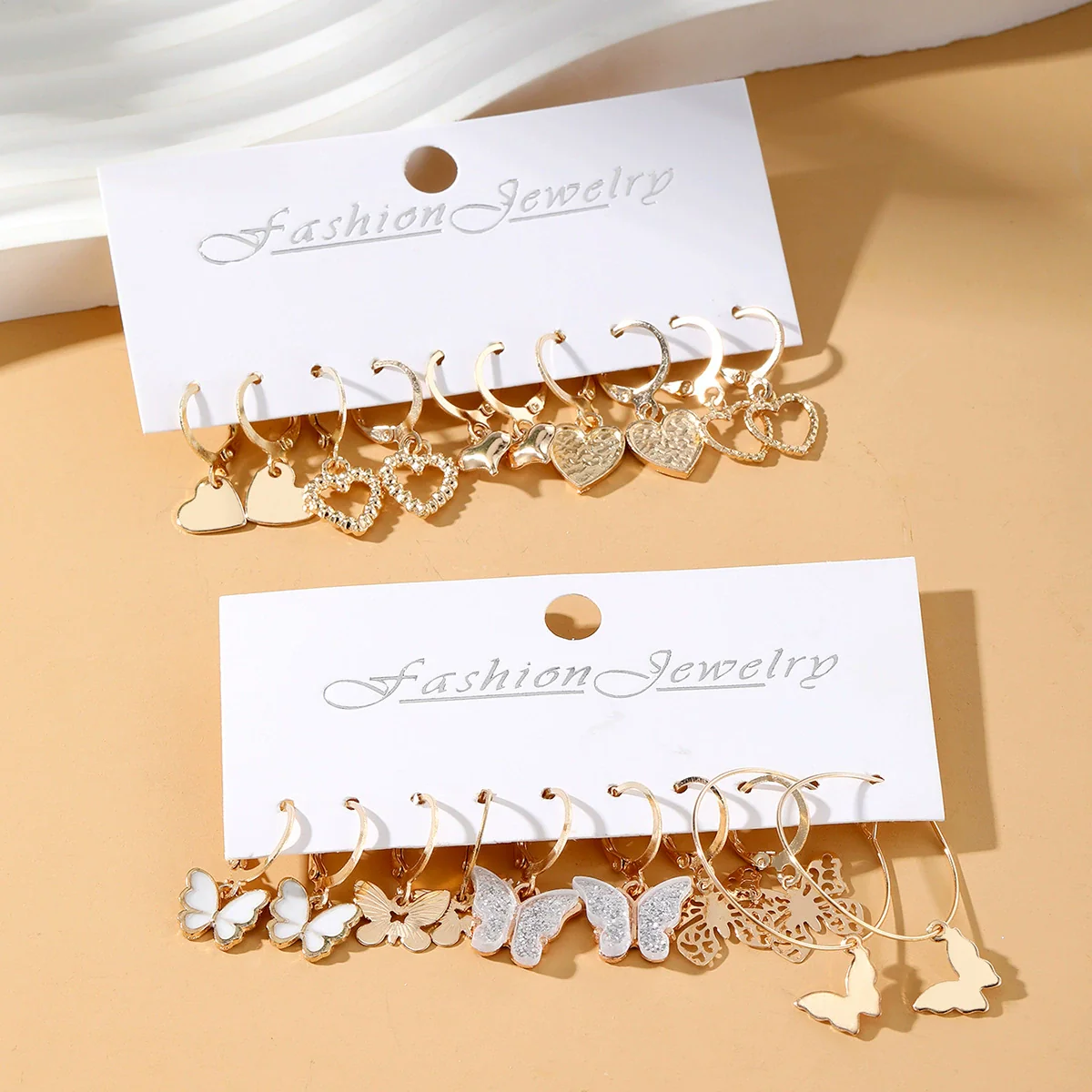 Wholesale Butterfly Earrings Set Mixed Material Alloy Geometric Design - Image 16