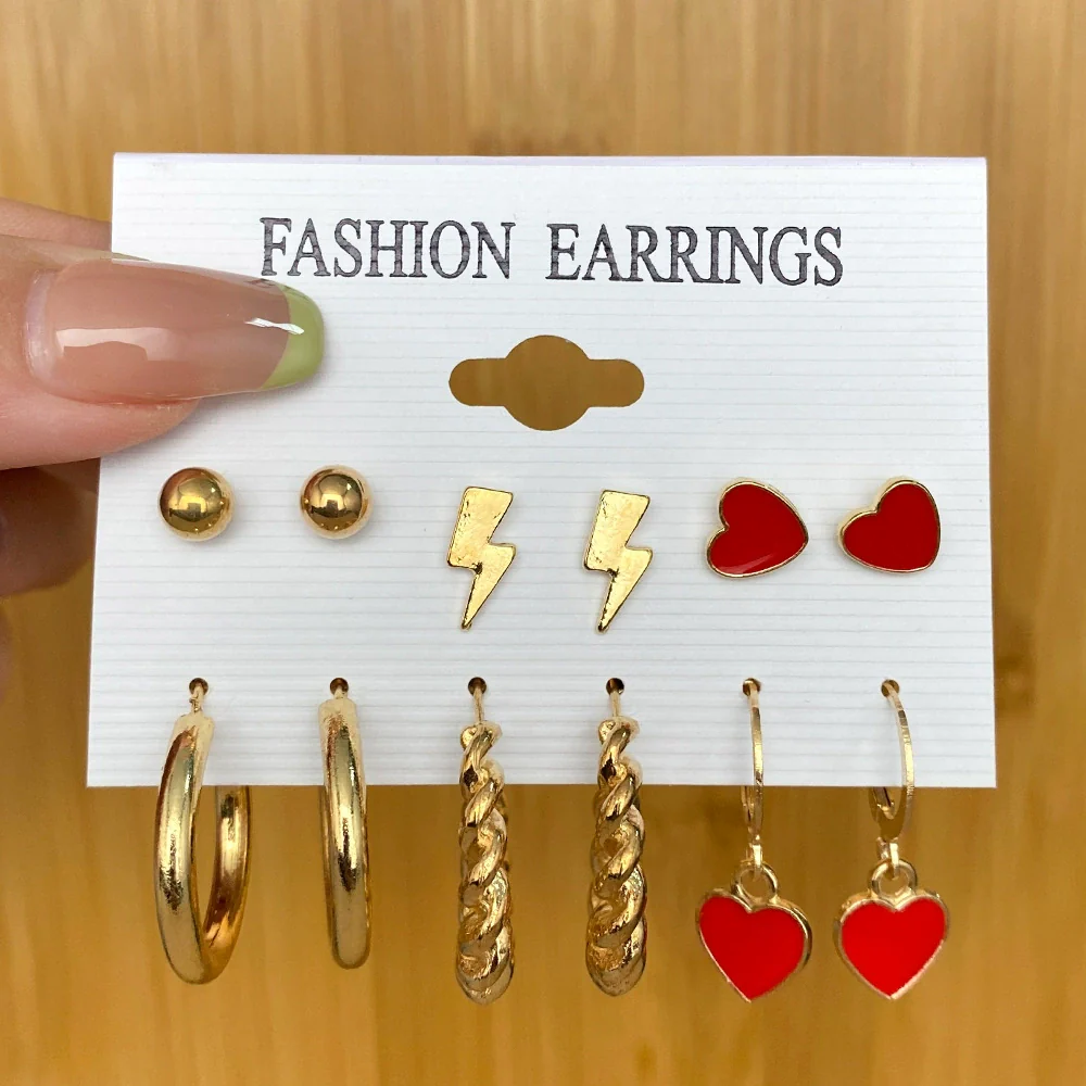 Wholesale Butterfly Earrings Set Mixed Material Alloy Geometric Design - Image 6