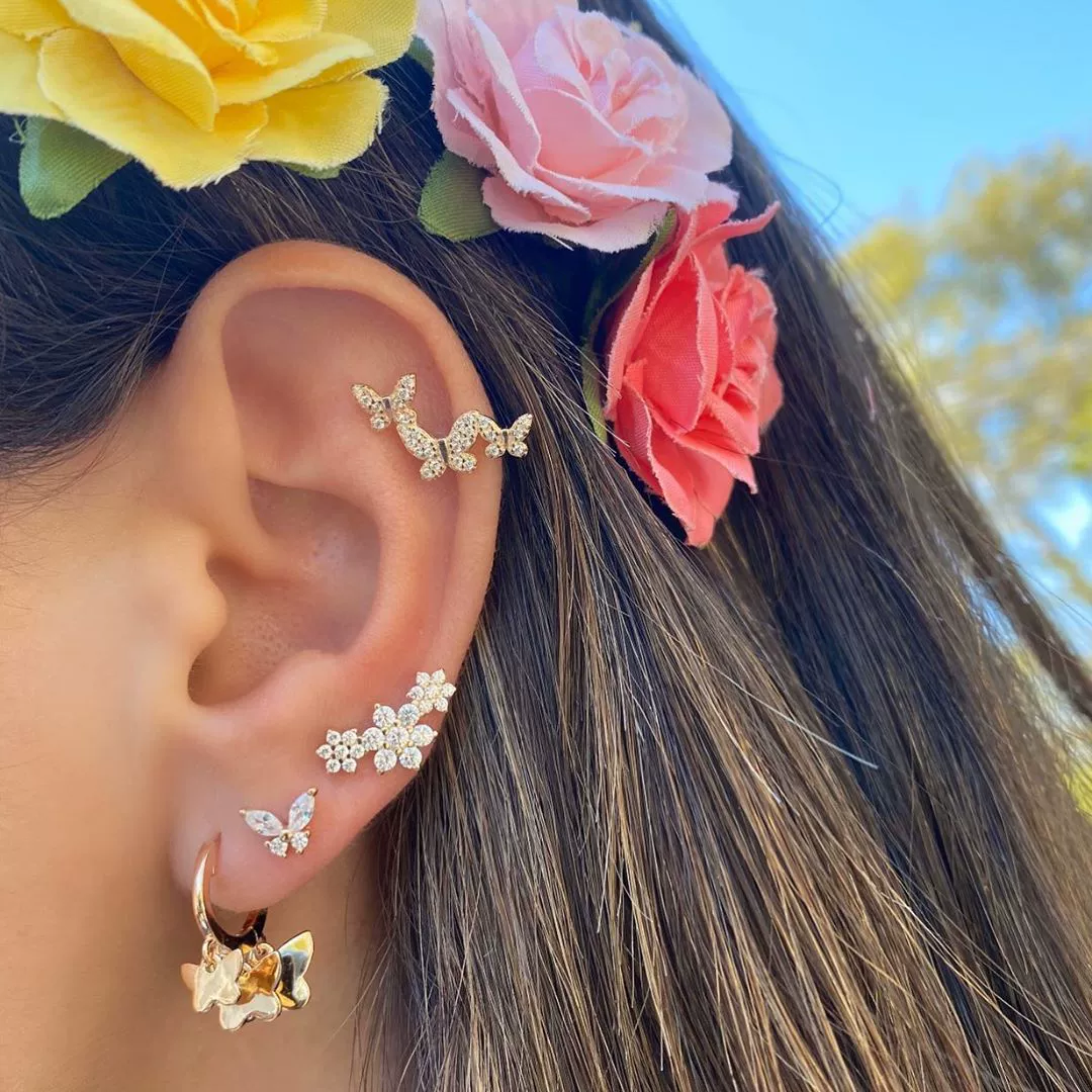 Wholesale Butterfly Fashion Earrings 925 Silver And Environmental Protection Copper Microinlaid Zircon Electroplated For Women - Image 2