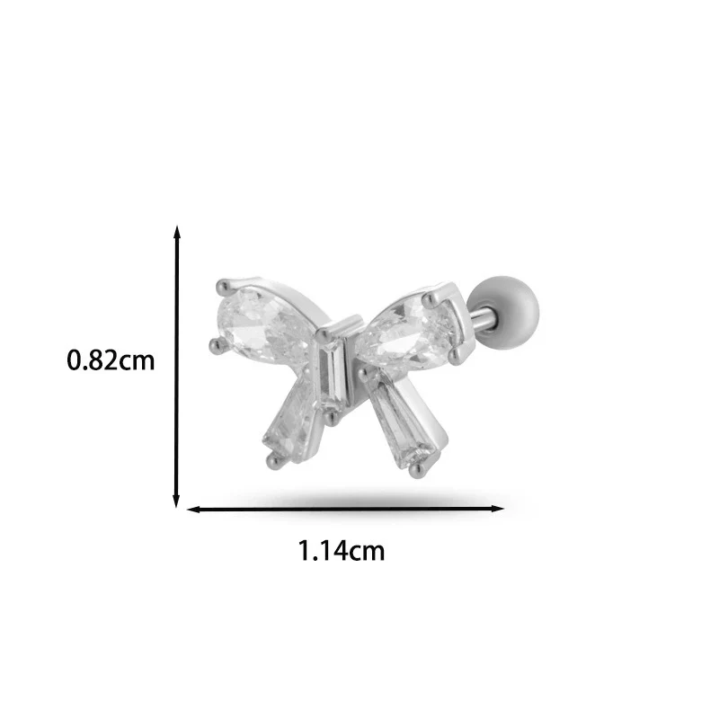 Wholesale Cartilage Puncture Ear Bone Nail Fashion Allmatch Copper Zirconium Bow Stainless Steel Rod For Women - Image 27