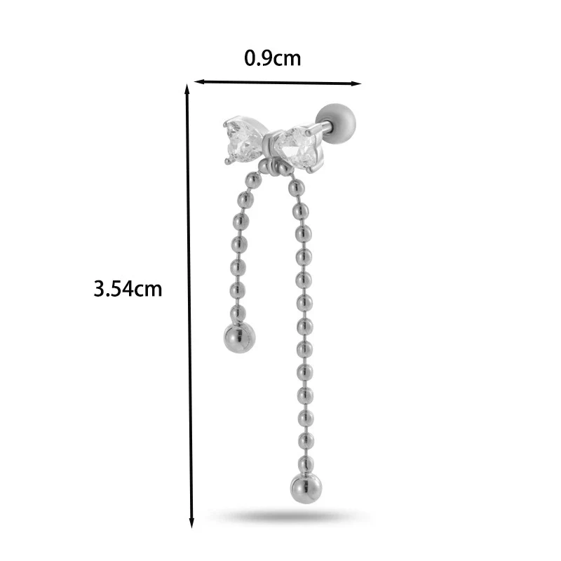 Wholesale Cartilage Puncture Ear Bone Nail Fashion Allmatch Copper Zirconium Bow Stainless Steel Rod For Women - Image 29